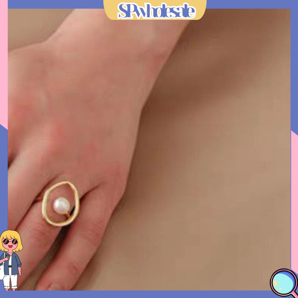 &lt;SPwholesale&gt; Nhẫn Mạ Vàng Bắt Mắt Phối Ngọc Trai Giả Thời Trang Cho Nữ