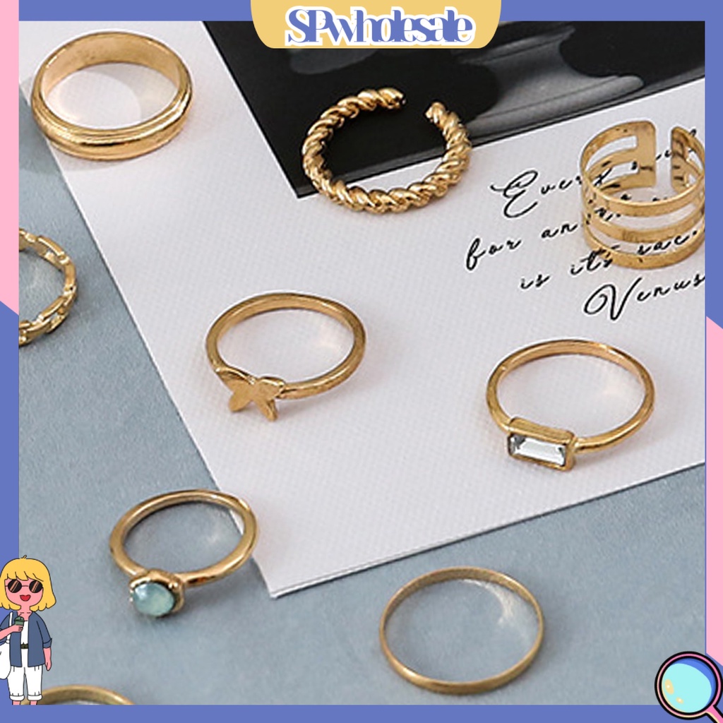 &lt;SPwholesale&gt; 14 Nhẫn Đeo Khớp Ngón Tay Mạ Điện Hình Trái Tim Sáng Bóng