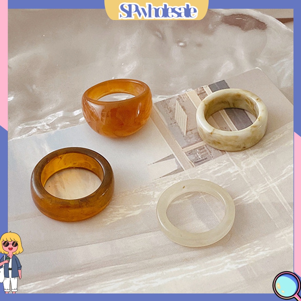 &lt;SPwholesale&gt; 1 Bộ Nhẫn Nhựa Kết Cấu Mịn Thời Trang Hàng Ngày Cho Cặp Đôi