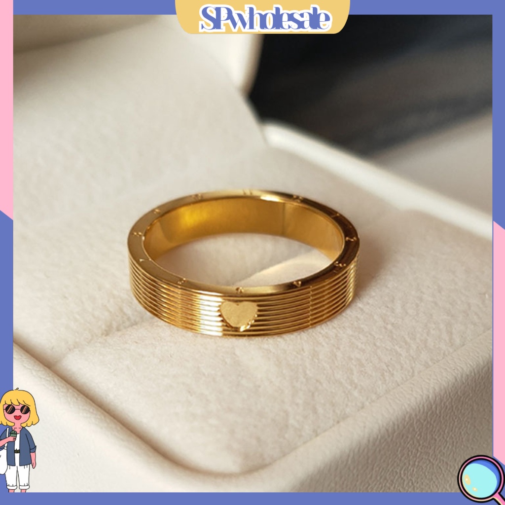 &lt;SPwholesale&gt; Nhẫn Đeo Ngón Tay Bằng Thép Titan Mạ Điện Không Gây Dị Ứng Trang Trí Mặt Mịn Màng