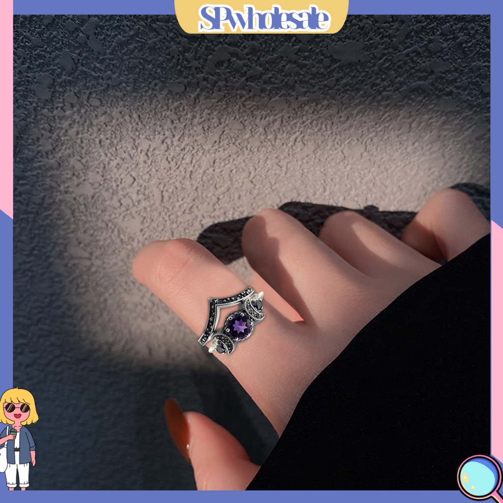 &lt;SPwholesale&gt; Nhẫn Hợp Kim Ba Mặt Trăng Tinh Tế Thoải Mái Vừa Vặn Quà Tặng Kỷ Niệm