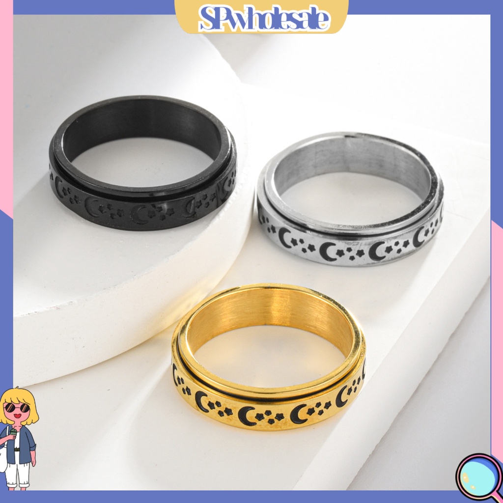 &lt;SPwholesale&gt; Nhẫn Nam Đeo Khớp Ngón Tay Cong Hình Mặt Trăng Ngôi Sao Tinh Tế Phong Cách Hip hop