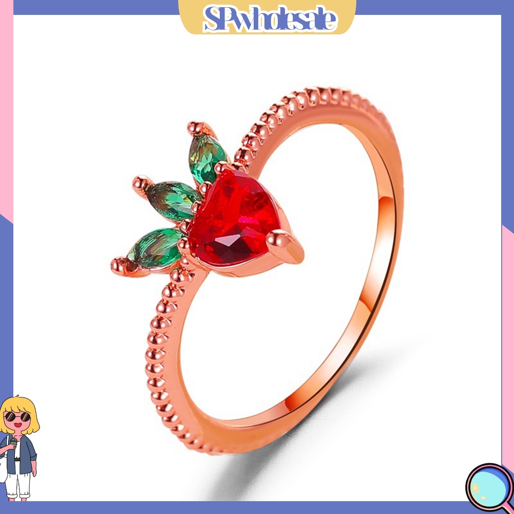 &lt;SPwholesale&gt; Nhẫn Thiết Kế Hình Trái Táo / Dâu Tây / Cherry Phong Cách Đáng Yêu Dành Cho Nữ