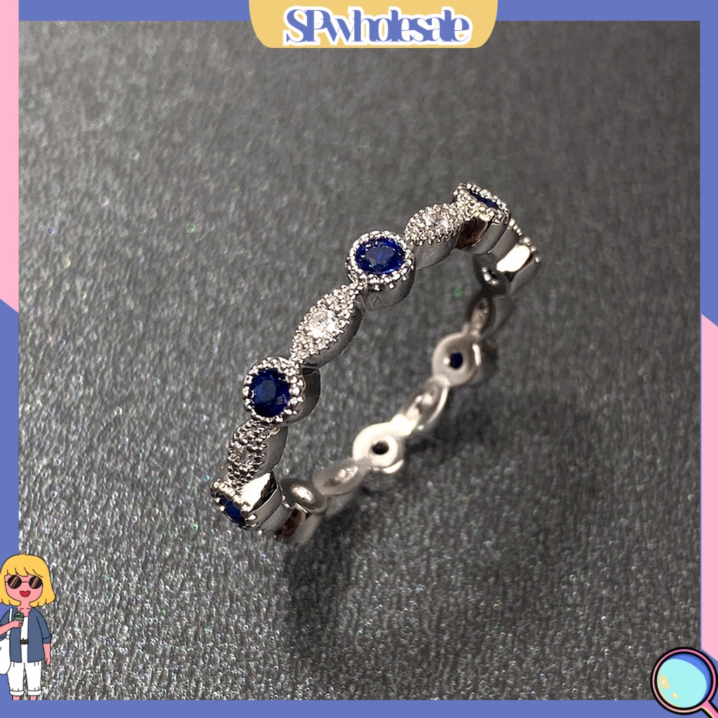 &lt;SPwholesale&gt; Nhẫn Đồng Sáng Bóng Đính Kim Cương Giả Lấp Lánh Hình Quả Lê Cho Nữ