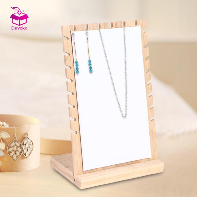 Giá trưng bày trang sức Dụng cụ tổ chức bằng gỗ cho quầy trưng bày mặt dây chuyền Chuỗi vòng đeo tay Giá treo trưng bày Khay trưng bày Bàn trưng bày bán Kệ bảng dọc Vòng cổ Bông tai Giá đỡ lưu trữ