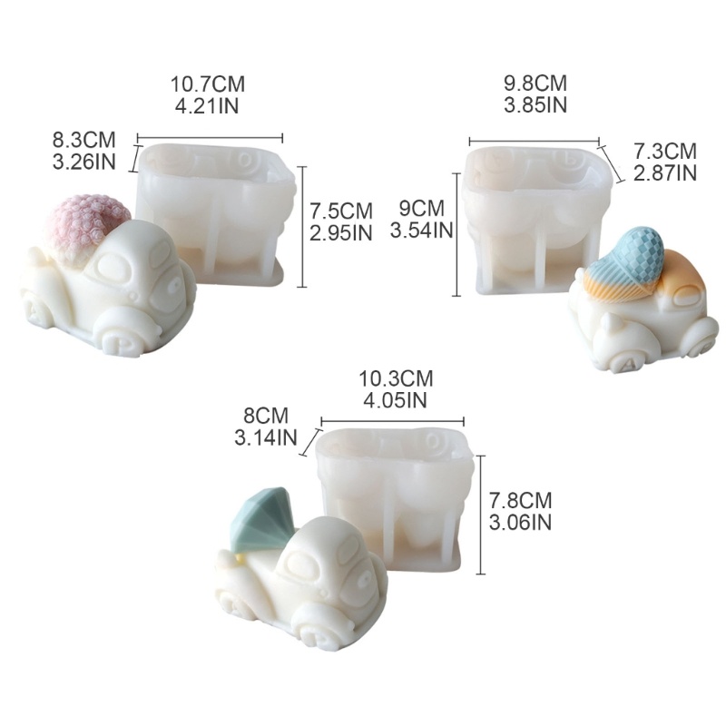 Khuôn Silicon Làm Xà Phòng Đất Sét Hình Xe Hơi Hoạt Hình DIY