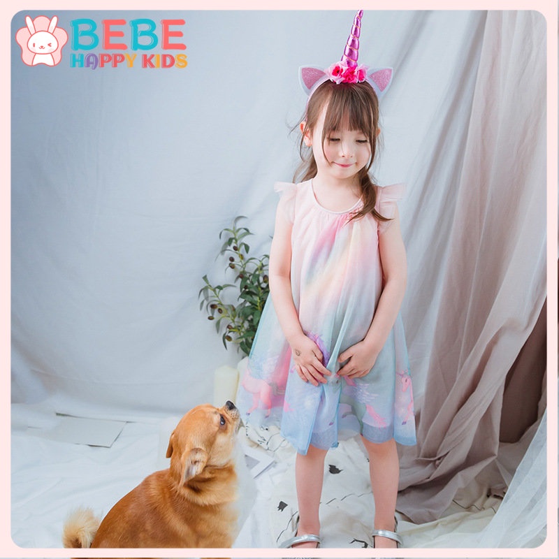 váy công chúa bé gái,váy bé gái mùa hè ,set váy cho bé gái Đầm Công Chúa Hình Kỳ Lân Cho Bé Gái,đầm em bé gái