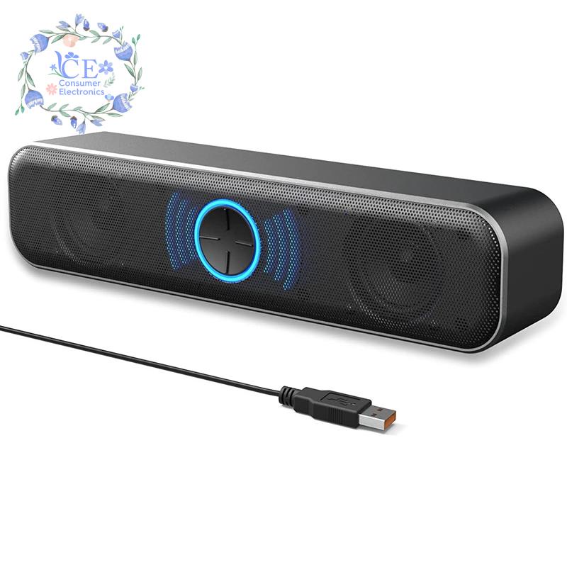 1 Loa USB Màu Đen Có Núm Điều Chỉnh Âm Lượng Kỹ Thuật Số Cho Máy Tính Để Bàn / Laptop / PC