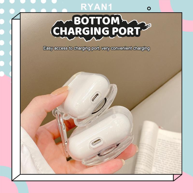 Vỏ Bảo Vệ Hộp Sạc Tai Nghe Bluetooth AirPods 1 2 3 Pro 3 Bằng TPU Màu Trong Suốt Hình Gấu Dễ Thương-RN