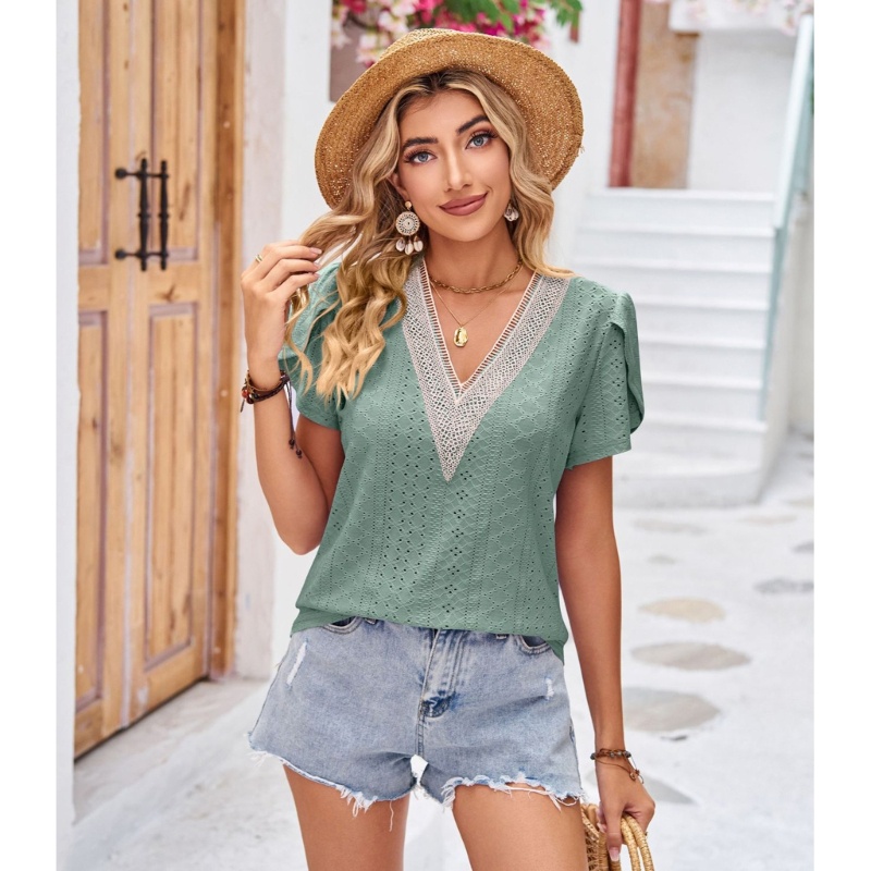Áo Thun Tay Ngắn Dáng Rộng Cổ Chữ V Thời Trang Mùa Hè Cho Nữ