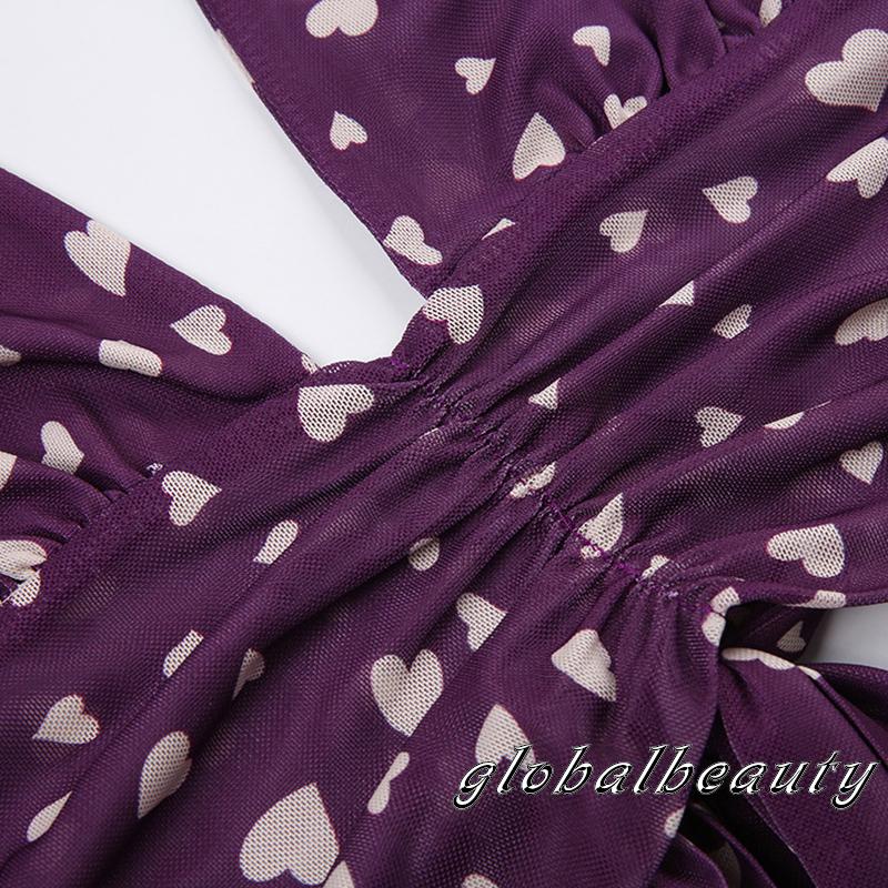 Áo Hai Dây Mùa Hè Họa Tiết Trái Tim Hở Lưng Gợi Cảm Cho Nữ