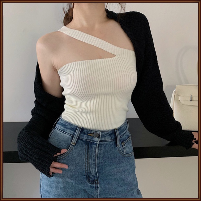 Áo Croptop Dệt Kim Không Tay Thời Trang Dành Cho Nữ