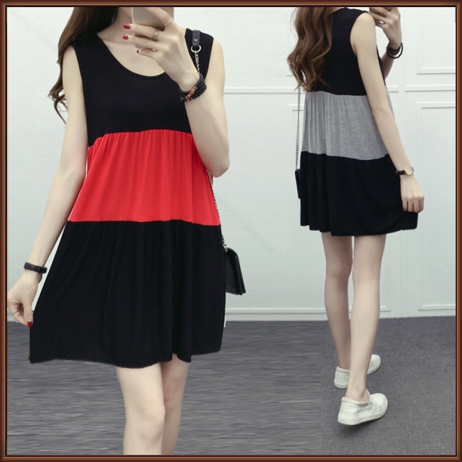 Đầm Không Tay Nhiều Lớp Dáng Rộng Màu Sắc Thời Trang Mùa Hè Dành Cho Nữ