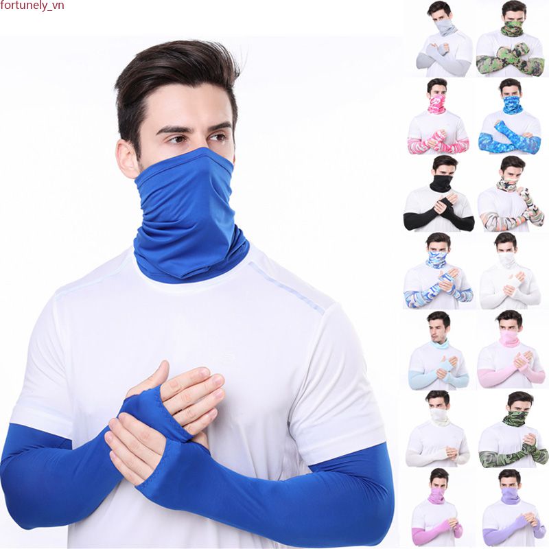 【Hàng Có Sẵn】tay Áo Băng Mùa Hè Tay Áo Làm Mát Cánh Tay Và Khăn Quàng Cổ Che Kín Chống Nắng Mùa Hè