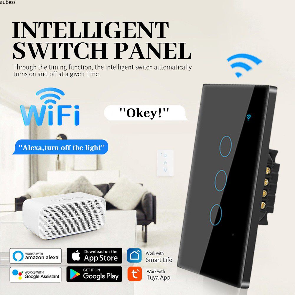 Ready Tuya Zigbee Công Tắc Cảm Ứng Thông Minh Đèn Cần Tụ Điện Dây Trung Tính 1/2/3/4 Gang 110V-240V Rơ Le Chốt Bật Tắt Gắn Tường Bị Điện
