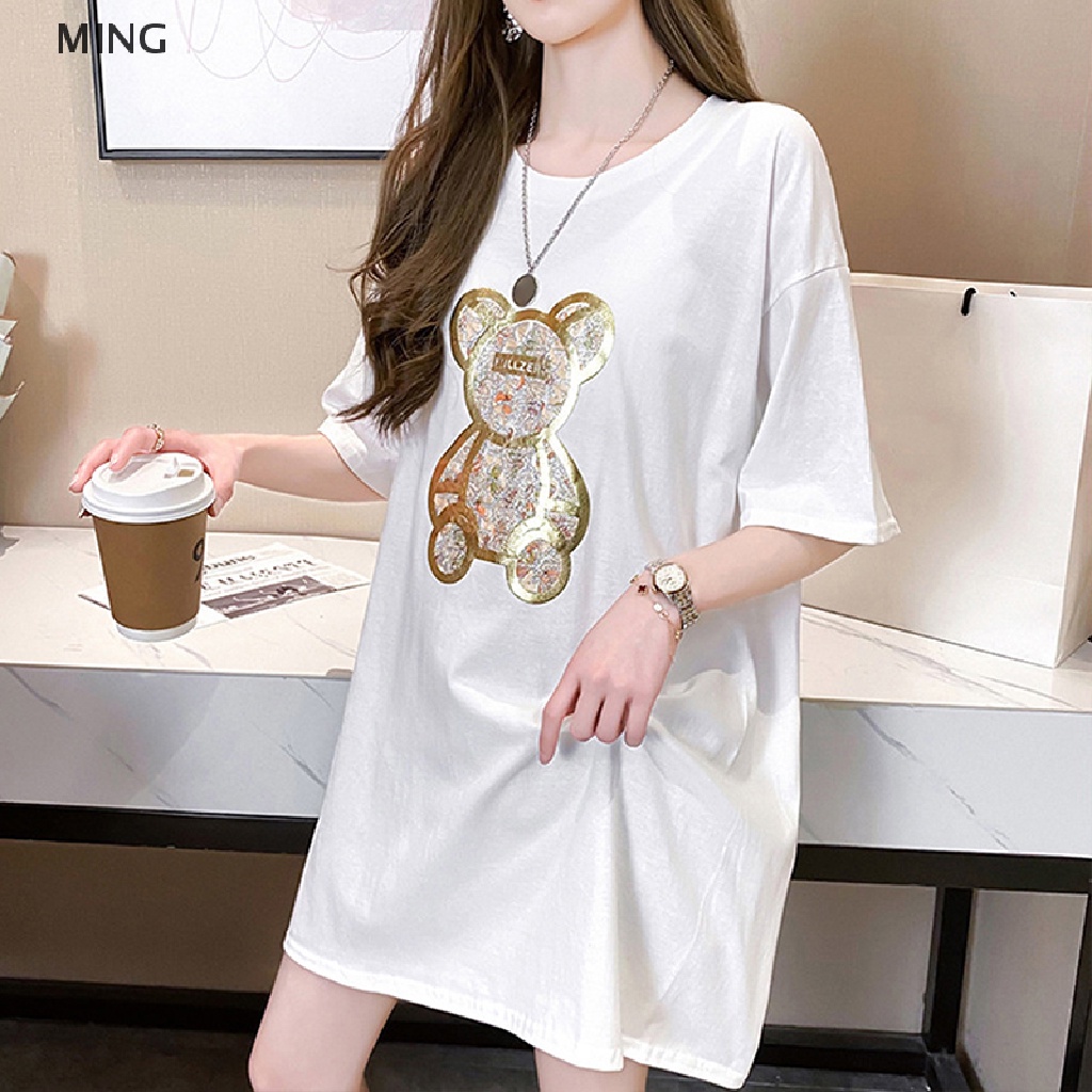 Áo Thun Tay Ngắn Cổ Tròn In Hình Gấu Hoạt Hình Dành Cho Nữ