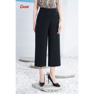 Quần culltttes carolan đen, ống rộng, cạp đan chéo Toson 24032B03