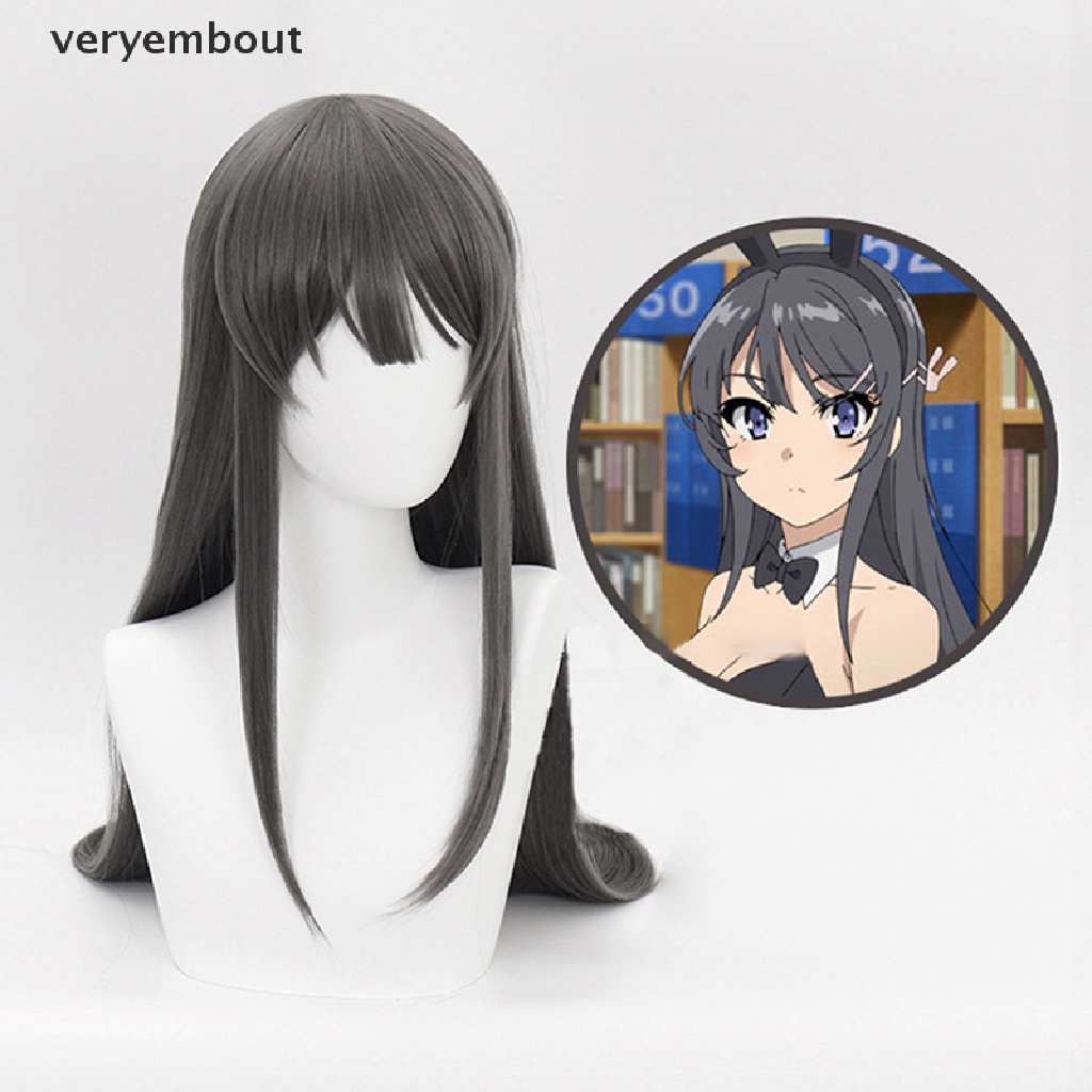 Bộ Tóc Giả Dài Màu Xám Bằng Sợi Tổng Hợp Chịu Nhiệt Hóa Trang Sakurajima Mai