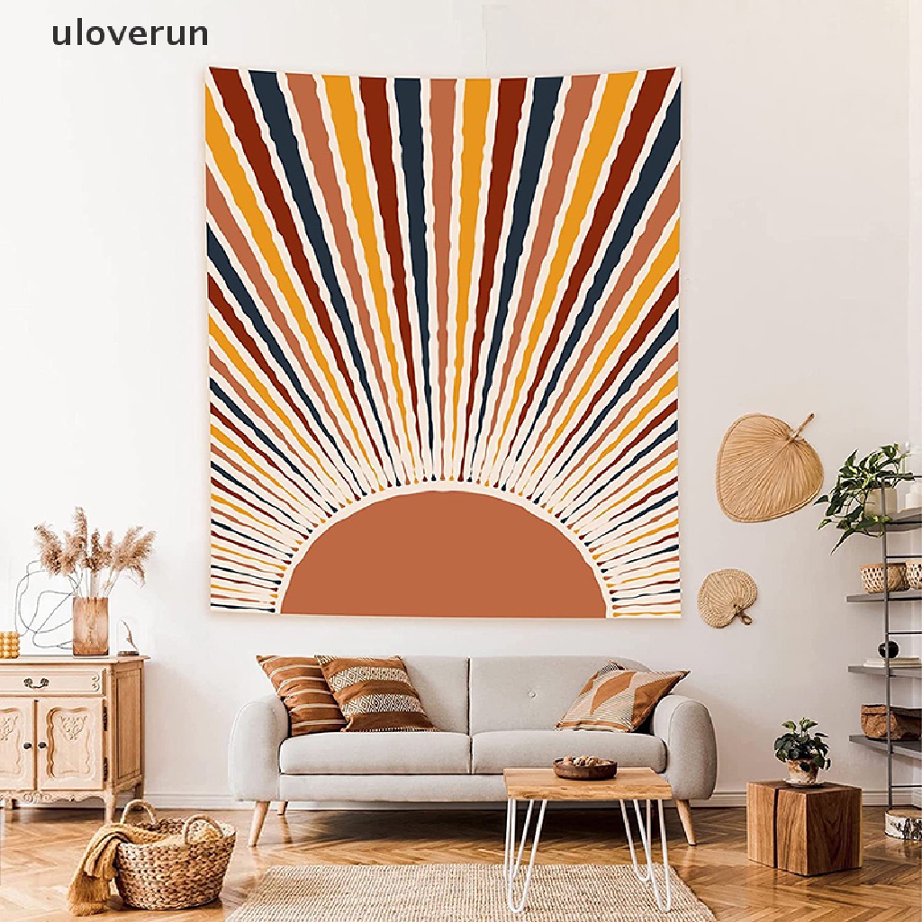 Thảm Treo Tường In Hình Mặt Trời Mặt Trăng Mặt Trời 3D Màu Trắng Đen Kiểu Cổ Điển