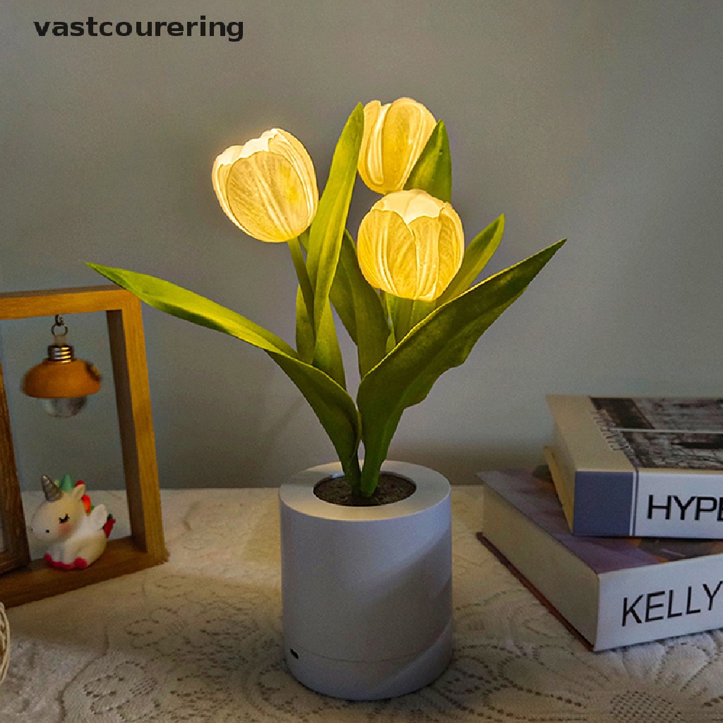 Đèn Ngủ Hình Hoa Tulip Nhân Tạo Có Thể Sạc Lại