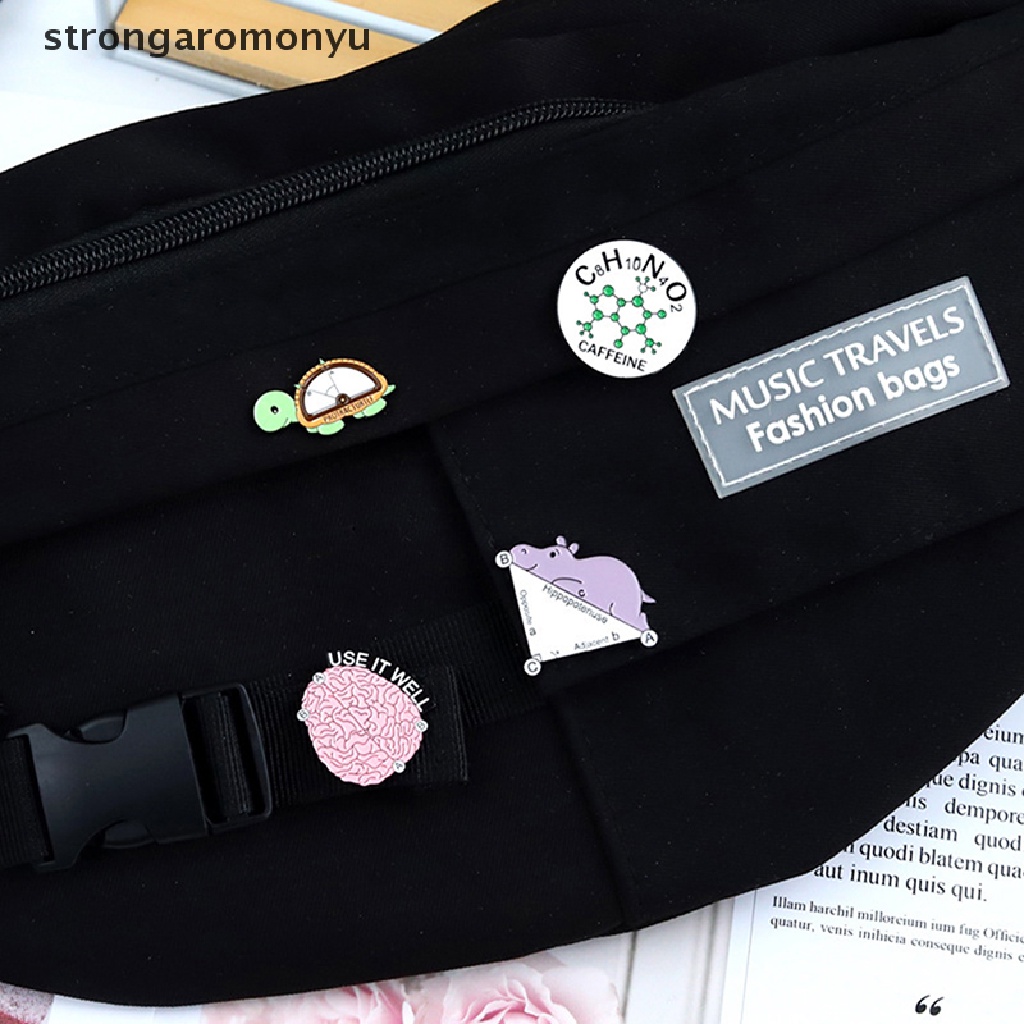 Yu Ghim Cài Áo Tráng Men Hình Rùa / Hà Mã / Caffeine Vui Nhộn Làm Quà Tặng Cho Bạn Bè n