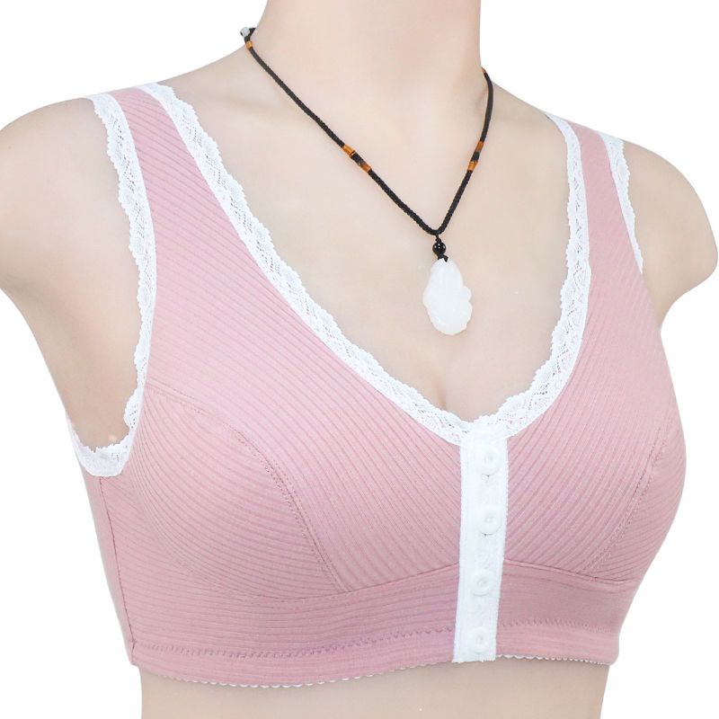 Áo Lót Cotton Không Gọng Nâng Ngực Cài Khóa Trước Cỡ Lớn Thời Trang Cho Nữ Trung Niên