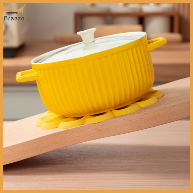 Tấm Lót Nồi Bằng Silicone Dày Cách Nhiệt Chống Trượt Chống Bỏng Họa Tiết Hoa Cúc