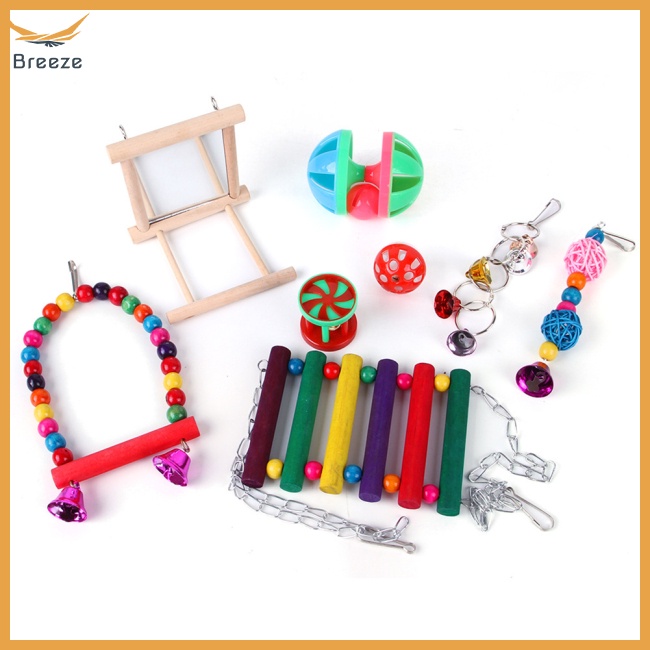 Set 8 Đồ Chơi Xích Đu Bằng Nhựa Nhiều Màu Sắc Siêu Thú Vị Dành Cho Chim Cảnh
