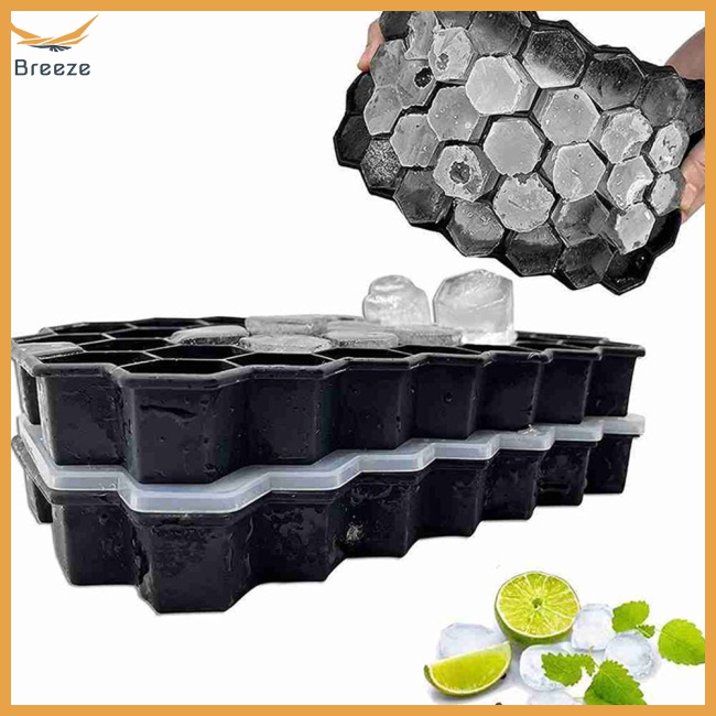 Khay Làm Đá 37 Ô Bằng Silicone Có Nắp Chống Bụi