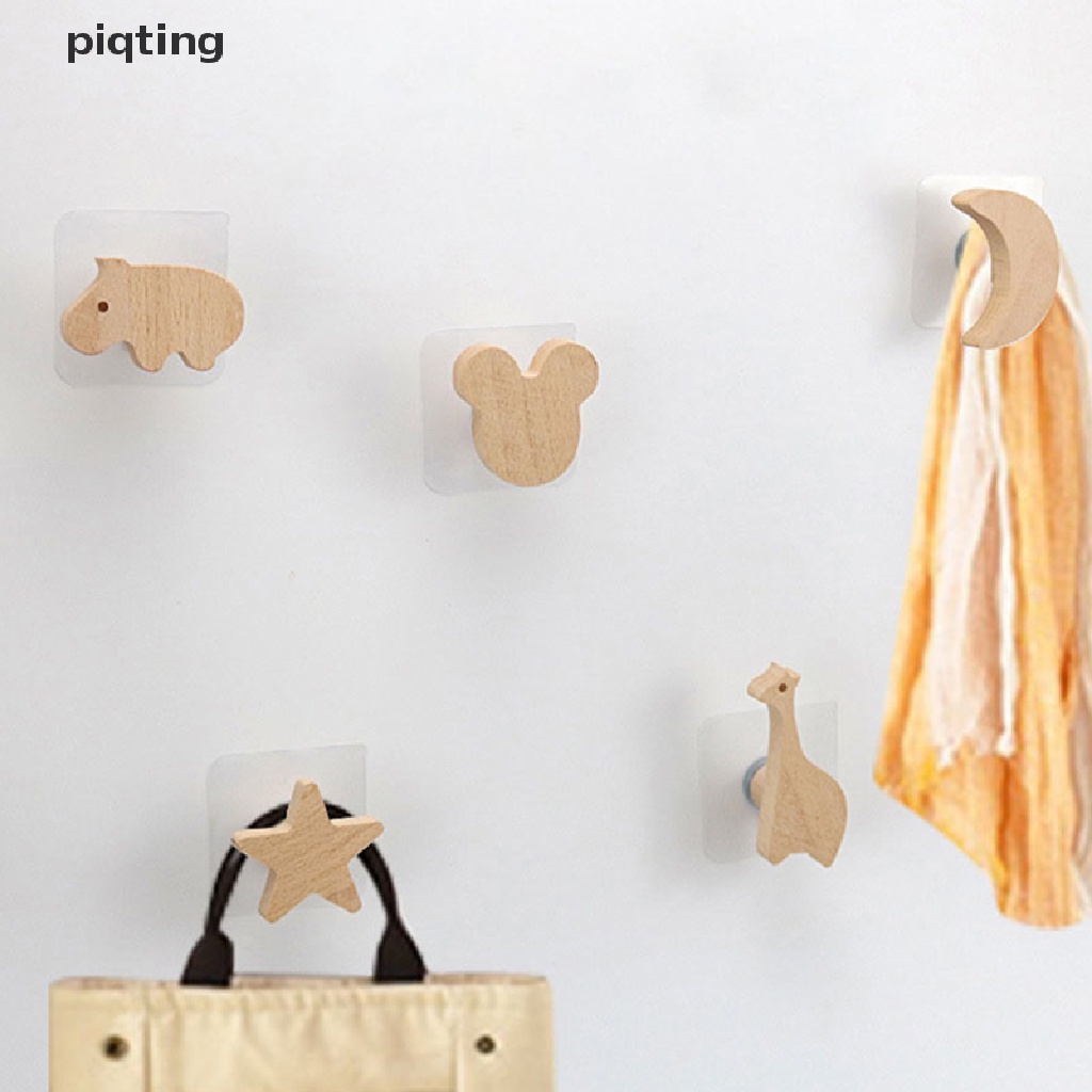 Piqt Móc Treo Đồ Gắn Tường Bằng Gỗ Trơn Hình Động Vật Trang Trí Nhà Cửa / Phòng Trẻ Em
