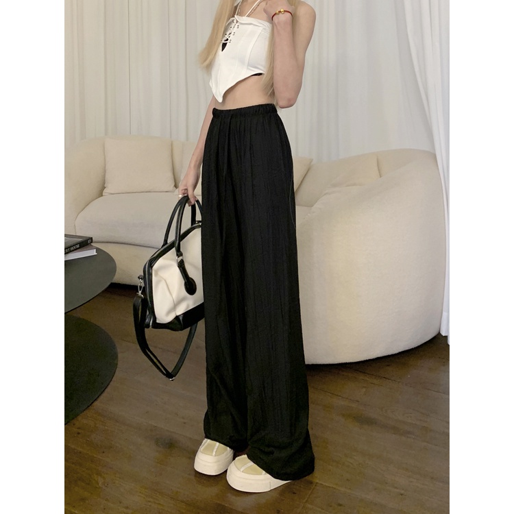 SUXI Quần ống rộng Lưng Thun Dây Rút Thời Trang Mùa Hè Dành Cho Nữ