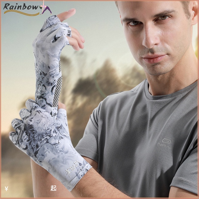 Set 2 Găng Tay Lụa Lạnh Dày Dặn Co Giãn Chống Nắng Tiện Dụng Khi Đi Câu Cá