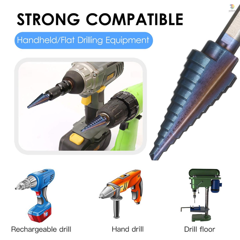 Bộ 50 Mũi Khoan Bước Thẳng / Rãnh Trung Tâm Tự Động Bằng Titan Nhiều Lỗ Kèm Hộp Đựng Bằng Nhựa / Gỗ / Kim Loại