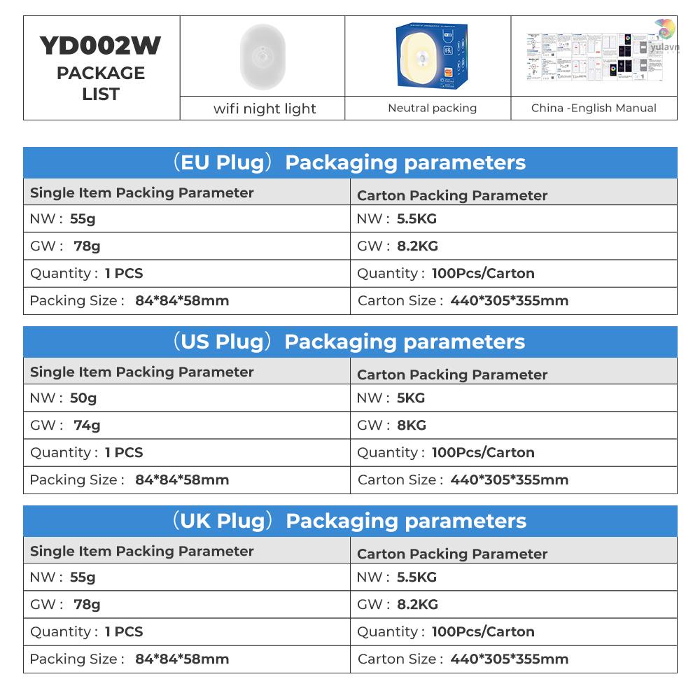 Yula) Đèn Ngủ Cảm Ứng Thông Minh Kết Nối WiFi Nhiều Màu Sắc Tương Thích Với Amazon Alexa G