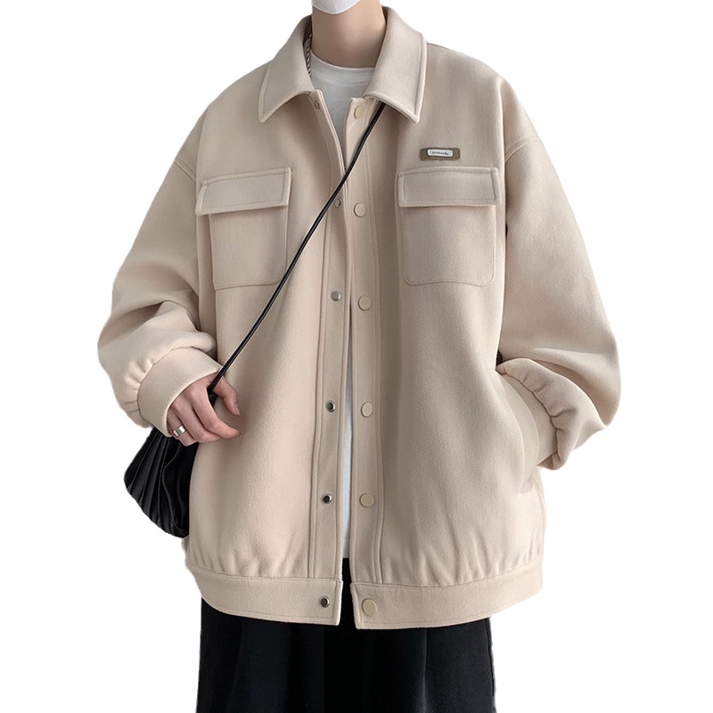 Áo Sơ Mi Màu Trơn Cổ Bẻ Một Hàng Nút Cài Dáng Rộng Phong Cách Trẻ Trung Thời Trang Xuân Thu Mới Cho Nam