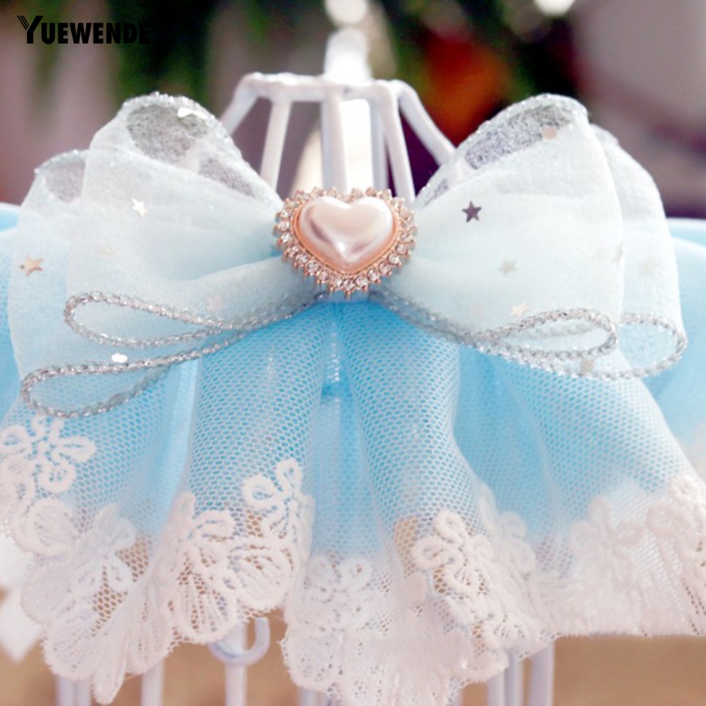 Yue.z Yếm Ăn Hình Nơ Phối Ren Bắt Mắt Cho Thú Cưng