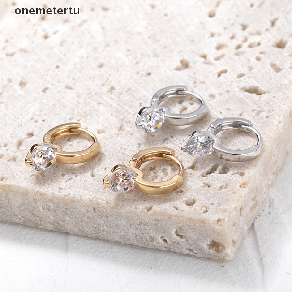 1 Đôi Bông Tai Tròn Nhỏ Đính Đá Zircon Đơn Giản Thời Trang Phong Cách Hàn Quốc Dành Cho Nữ
