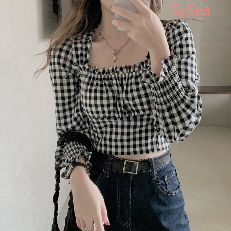 Áo Sơ Mi Trắng Cổ Vuông Thời Trang Pháp Thanh Lịch Cho Nữ