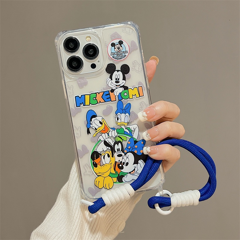 Ốp Điện Thoại Tpu Silicon Mềm Hình Chuột Mickey Gắn Dây Đeo Cổ Tay Làm Vòng Đỡ Phối Dây Treo iphone 12 14 13 11 Pro Max