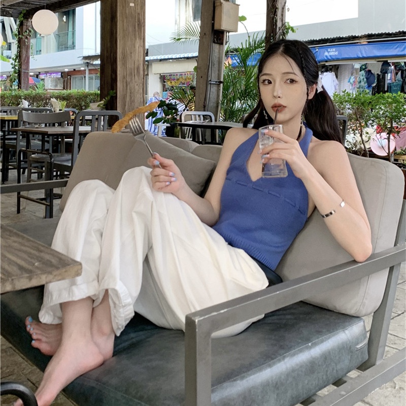 Áo Croptop Dệt Kim Thiết Kế Hở Lưng Quyến Rũ