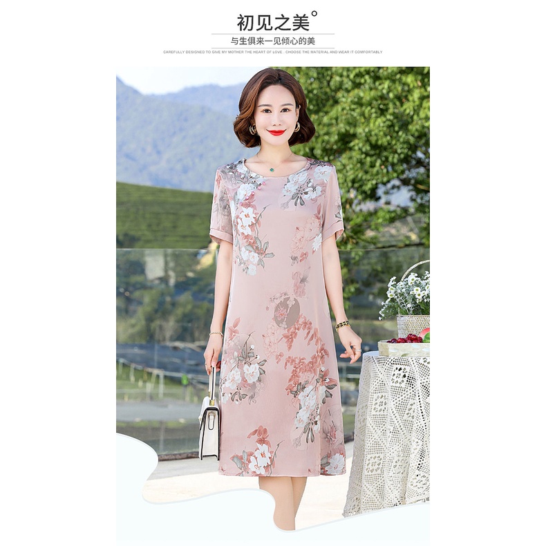 Đầm Sườn Xám Cách Tân Chất Liệu Chiffon Thanh Lịch Cho Nữ Trung Niên 50-60 Tuổi