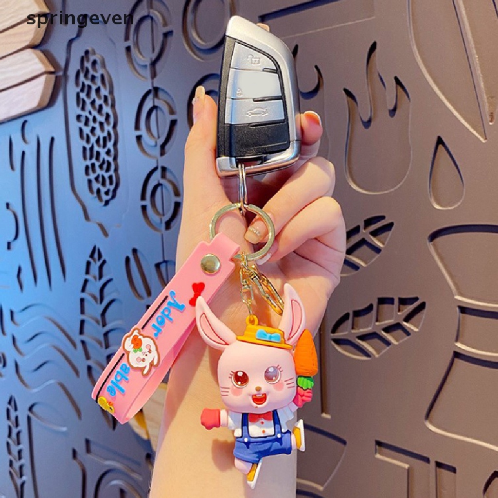 Móc Khóa Cặp Đôi Bằng PVC Họa Tiết Thỏ Hoạt Hình Dễ Thương