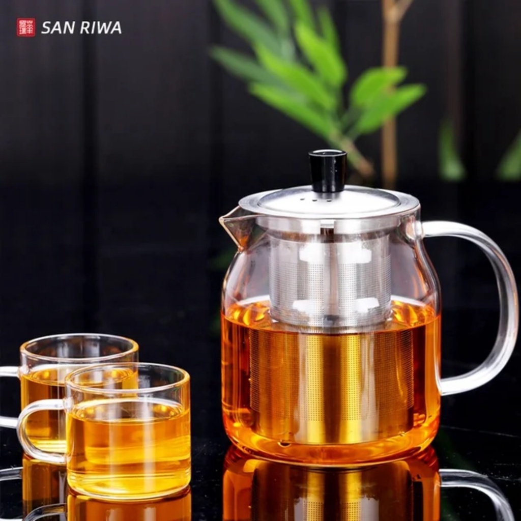 Ấm pha trà chịu nhiệt cực tốt 610ml có lõi lọc, bình thủy tinh chịu nhiệt cao cấp có ấm lõi lọc GHP55/L1