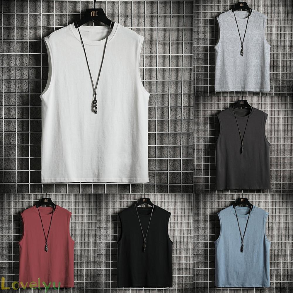 ⭐2023 ⭐Men T-Shirts Loose Muscle Sleeveless Soft Solid Sports Summer Tee Vest