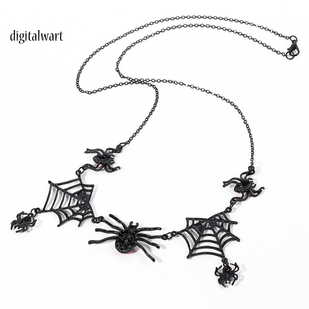 Kỹ Thuật Số| Bộ Vòng cổ + Bông Tai Hình Nhện Đính Đá Đỏ Phong Cách Gothic Punk Cho Nữ