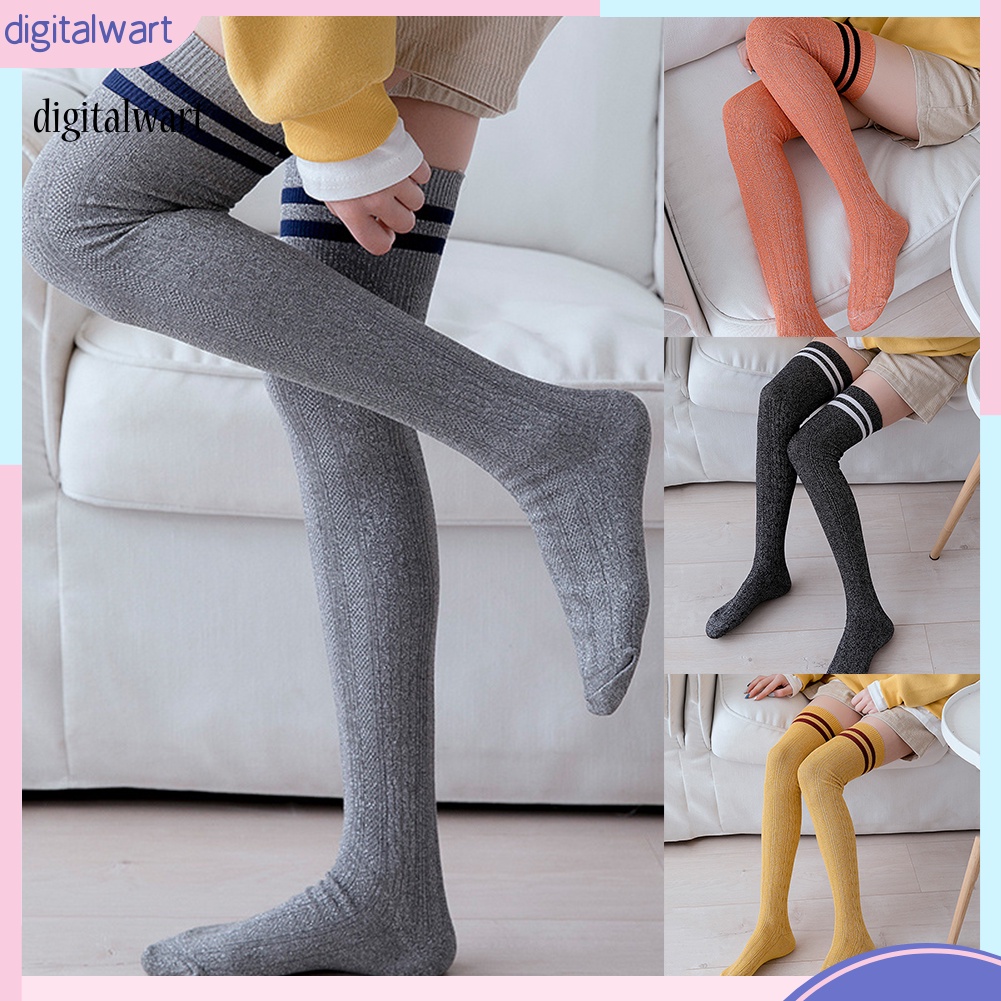 Kỹ Thuật Số| Tất Dệt Kim Nữ Dài Qua Gối Sọc Ngang Màu Sắc Đa Dạng