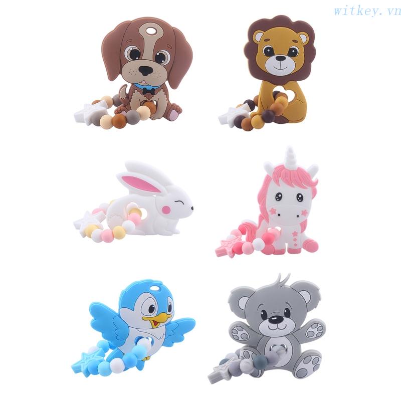 Vòng Tay Chuỗi Hạt Silicone Đồ Chơi Nhai Gặm Cho Bé Sơ Sinh