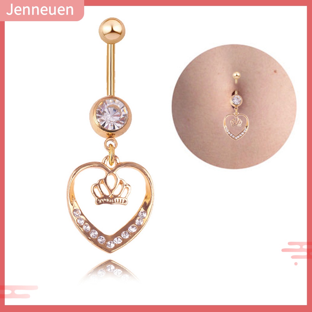 1 Khuyên Rốn Hình Trái Tim Vương Miện Đính Đá Thời Trang