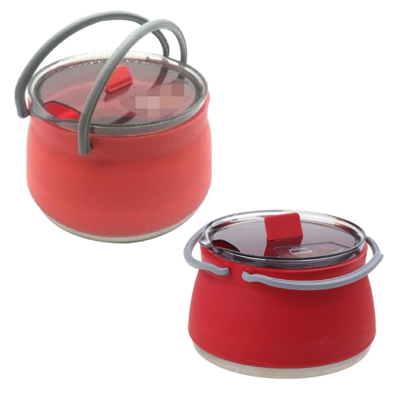 Nồi Nấu Nước Đáy Silicone + Inox Có Thể Gấp Gọn Tiện Dụng Mang Theo Du Lịch Dã Ngoại