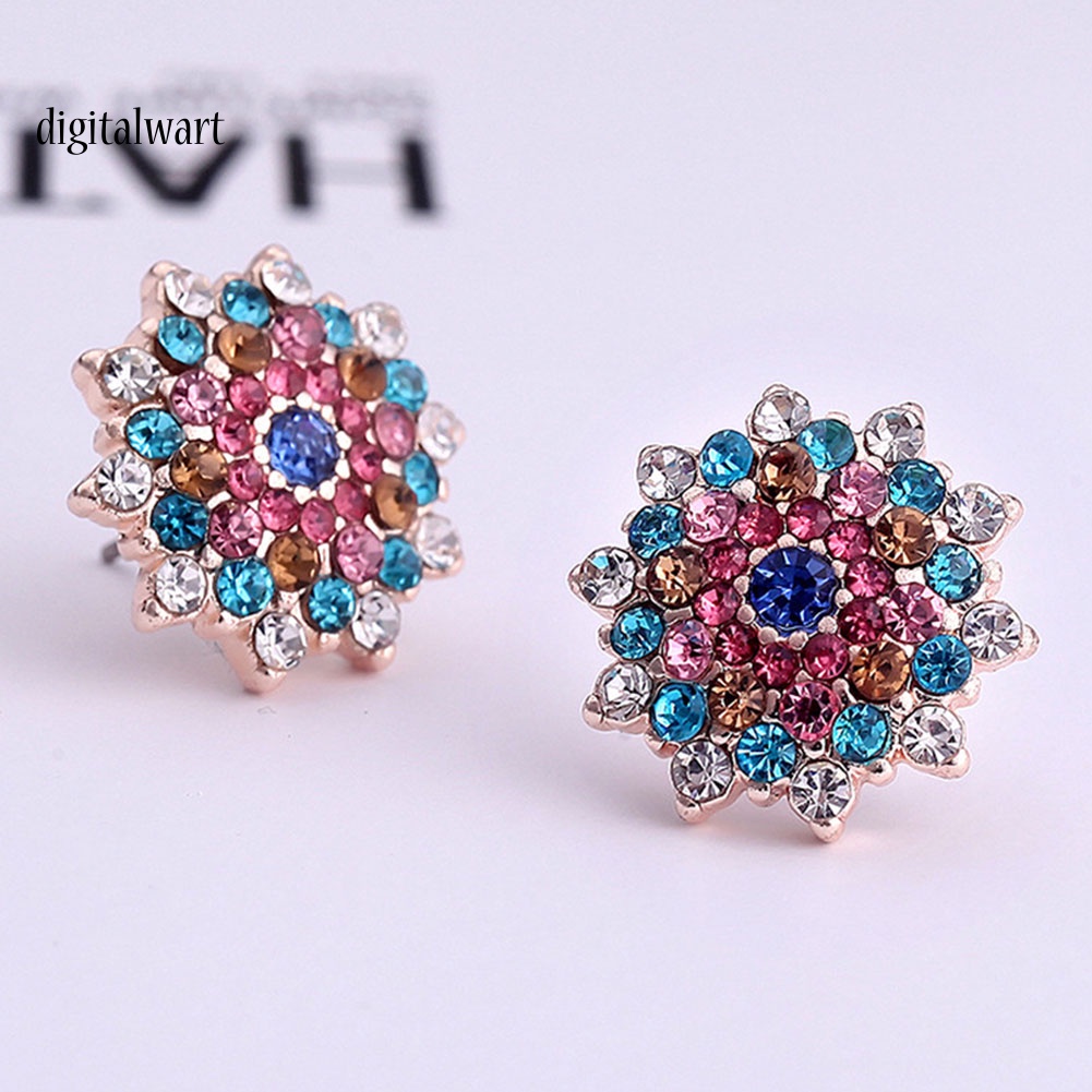 Kỹ Thuật Số| Bông Tai HìNh Hoa HướNg Dương ĐíNh Đá NhiềU MàU ThờI Trang